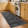 Vintage Distressed Floral Hallway Rug, Machine Washable, Non-Slip Indoor Carpet for Kitchen, Bathroom,Bedroom, Office,Retro Accent, Easy-Clean, Black - 3 of 4