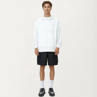 Alilang Men's Lightweight Hooded Windbreaker Jacket with Full Zip Closure Elastic Cuffs and Adjustable Hem Design - Large, White — фото 2