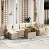 vidaXL Patio Sofa Set with Cushions Outdoor Furniture 8 Piece Poly Rattan - Beige and Cream 3x Middle 3x Corner Footrest Table - 2 of 4