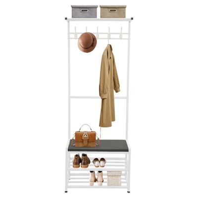 YIYIBYUS 3-in-1 Shoe Rack Shoe Bench, Entryway Coat Shoe Rack with Stool