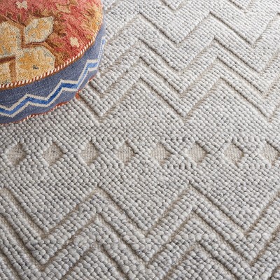 Gray Flat Woven Handmade Wool Rectangular Rug 3' x 5'