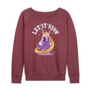 Women's - Disney - Let It Snow Gifts Lightweight French Terry Wide Neck Long Sleeve Shirt - 1 of 4