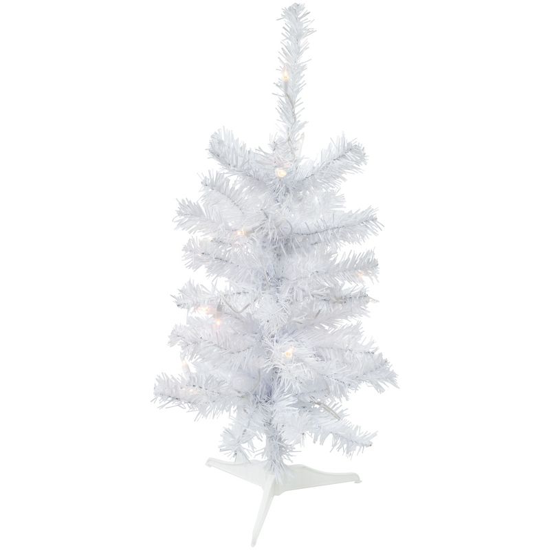 Northlight 2' Pre-Lit Woodbury White Pine Slim Artificial Christmas Tree, Clear Lights, 1 of 6
