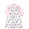 Hudson Baby Infant and Toddler Girl Cotton Dress and Cardigan 2pc Set, Modern Pink Safari, 0-3 Months - 2 of 3