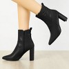 Allegra K Women's Pointed Toe Chunky High Heels Ankle Boots - 2 of 4