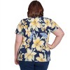 Alfred Dunner Women's Navy Floral Braided Crew Neck Top - 2 of 4