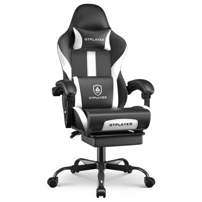 GTPLAYER Ergonomic Gaming Chair, PU Leather Computer Chair with Footrest, Lumbar Support for Adults