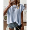 Womens Summer Cap Sleeve Tops Trendy Casual Crew Neck Knit Lightweight Sweater Pullover Top - 3 of 4