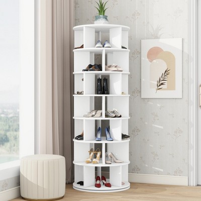 TIRAMISUBEST Rotating Shoe Rack Tower, 7-Tier Spinning Shoe Shelf with 5 Grids Per Layer, Display Rack, 360¡ã Revolving Shoe Carousel Closet Organizer