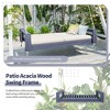 Rustic Twin Size Outdoor Acacia Wood Porch Swing Daybed with 98" Hemp Ropes, Hanging Patio Swing - 3 of 4