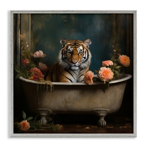 Stupell Industries Tiger in Floral Bathtub, 24" x 24" - image 1 of 4