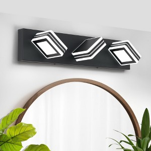 Matte Black Vanity Light Fixtures 3 Lights Up and Down LED Modern Bathroom Vanity Lights Over Mirror Acrylic Black Bath Wall Lighting - 1 of 4