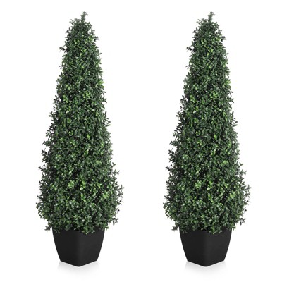 2Pcs Artificial Cedar Topiary Trees for Home Decor 3ft Fake Cypress Trees Potted Faux Evergreen Plants