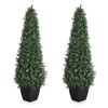 Artificial Boxwood Topiary Tree, 2 Pack Faux Potted Boxwood Topiary Plant, Fake Shrubs Tree for Front Door Home Balcony Backyard Patio Decor - 3 of 4