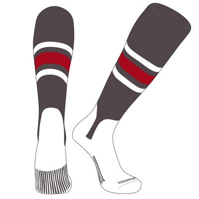 PEAR SOX OTC Baseball Softball Stirrup Socks (B, 5in) Graphite, White, Red