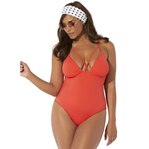 Swimsuits For All Women's Plus Size Temptress One Piece Swimsuit - 20,  Orange : Target