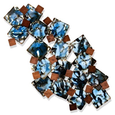 Liquid Lucidity Torched Metal Wall Sculpture Blue - StyleCraft: Contemporary Stainless Steel Artwork, Includes Mounting Hardware