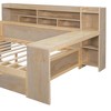 Full Size Daybed With Storage Shelves And 2 Storage Drawers, Wooden Full Bed Frame With Bookcase, Headboard And Study Desk For Kids Teens Bedroom - 2 of 4