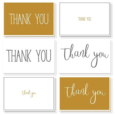 48 Pcs Thank You Cards Bulk Set, Black & Gold Thank You Notes with Envelopes