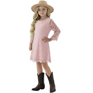 2Bunnies Girls' Boho Rustic Garden Lace Flower Girl Dress - 1 of 4