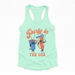 Simply Sage Market Women's Party In The USA Hot Dog  Racerback Tank - 1 of 4