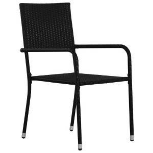 vidaXL Garden Dining Chair Set of 4 Black PE rattan, steel - 1 of 4