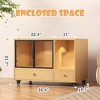 Cat Litter Box Enclosure, Hidden Litter Box Furniture with Glass Door, Drawer, Indoor Cat House - 3 of 4