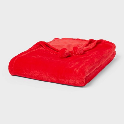 Twin Pom Pom Christmas Blanket Red Wondershop Target