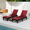 Tangkula 2PCS Patio Lounge Chair Recliner Chair w/ 3-Position Adjustable Backrest & Cushion Black & Red - 2 of 4
