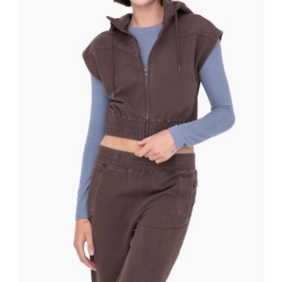 Women's Mineral Washed French Terry Hooded Vest - mono b