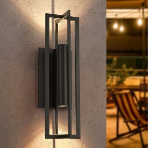 Rennnsan Halemir 23"W Hardwired Rectangle Aluminum Industrial LED Dimmable Outdoor Wall Sconce in Black - 1 of 4