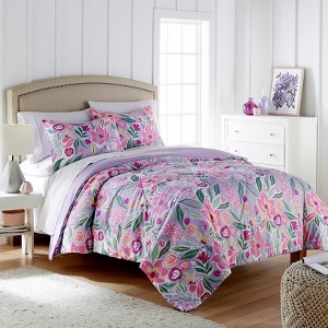 BrylaneHome Seersucker Printed 3 Piece Comforter Set - 1 of 4
