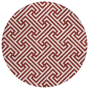 Merlot And Ivory Geometric Washable Indoor Outdoor Area Rug - 1 of 4