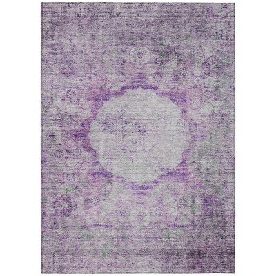 Purple Lavender And Gray Oriental Washable Indoor Outdoor Area Rug