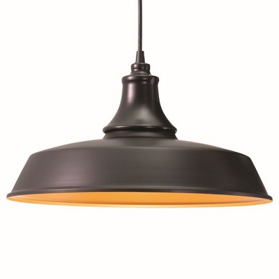 Dorado 15" Dark Bronze and Gold Farmhouse Pendant Light