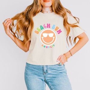 Simply Sage Market S.W.Smiley Beach Bum Smiley Face Boxy Crop Top - 1 of 4