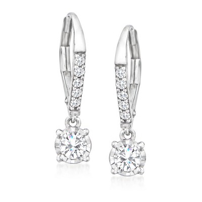 Ross-Simons 0.50 ct. t.w. Diamond Drop Earrings in 14kt White Gold