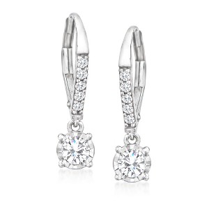 Ross-Simons 0.50 ct. t.w. Diamond Drop Earrings in 14kt White Gold - 1 of 3