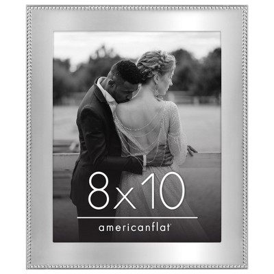 Americanflat Silver Picture Frame with Beaded-Style Detailing and Shatter-Resistant Glass - Gallery Style Frames for Tabletop or Wall Display