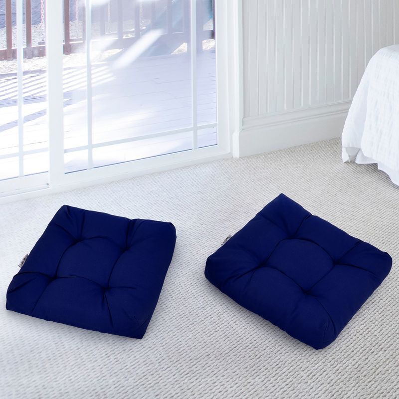Costway 2PCS 21'' x 21'' Patio Chair Seat Cushion Pads Indoor/Outdoor Navy\Turquoise, 3 of 11