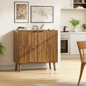 ORRD Farmhouse Paper Clip Design Sideboard - Walnut Storage Cabinet for Home - 1 of 4