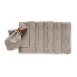 Solino Home Linen Medium Weight Hemstitch Dinner Napkins - 1 of 4
