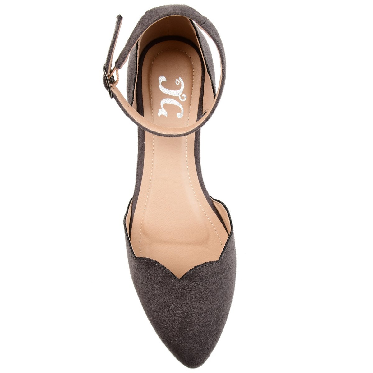 Обувь Journee Collection Women's Lana Buckle Pointed Toe Ballet Flats Grey 10 — фото 4