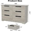 6-Drawer Double Dresser for Bedroom, Modern Gray Chest with Recessed Handles, Wooden Storage Organizer for Living Room, Nursery, Hallway, or Entryway - 2 of 4