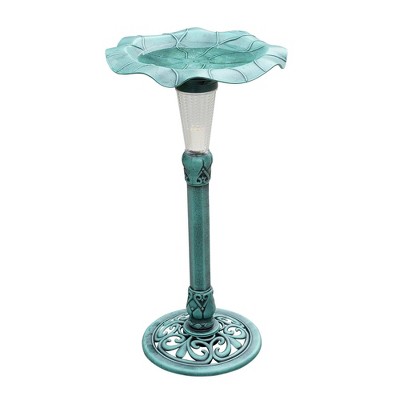 Teamson Home Polyresin Lotus Leaf Pedestal Bird Bath