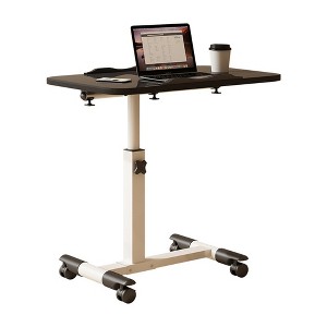 Overbed Table, Mobile Hospital Bedside Table With Tilting Desktop, Adjustable Height Over The Bed Table With Wheels, Rolling Standing Laptop Desk - 1 of 4