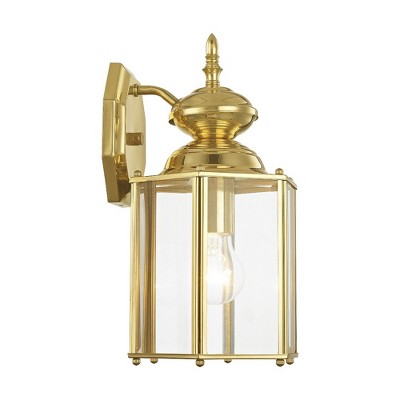 Elegant Polished Brass Lantern Sconce with Clear Beveled Glass
