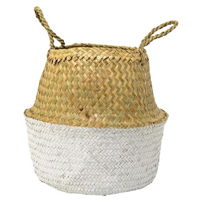 Seagrass Basket with Handles 12.5 x 14" Natural/White - 3R Studios