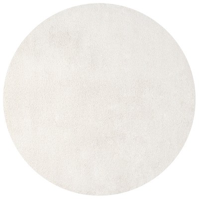 Cream Round Low-Pile Synthetic Area Rug, 4 ft.