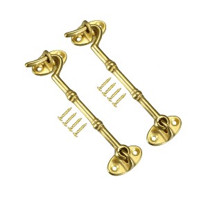 Unique Bargains Brass Cabin Eye Latch Gate Door Swivel Hook with Mounting Screws 2 Pcs - 1 of 4